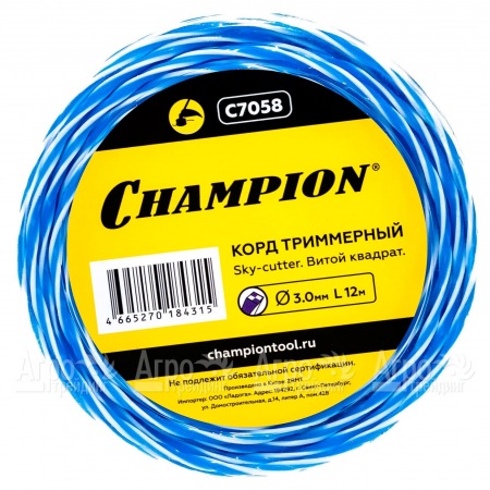 Корд триммерный Champion Sky-cutter 3.0мм, 12м (витой квадрат)  в Архангельске