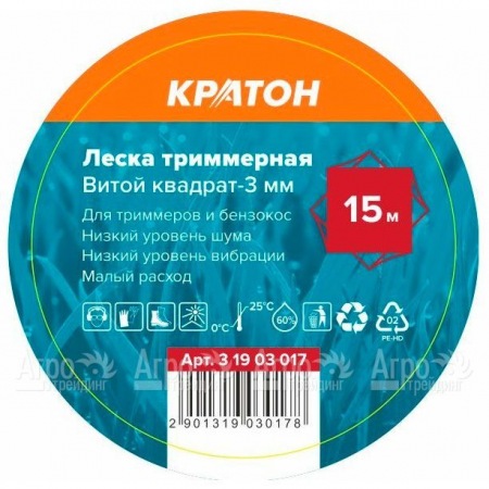 Леска триммерная Кратон Витой квадрат-3 мм в Архангельске