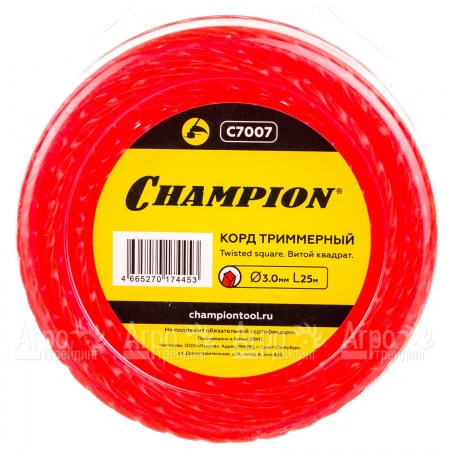 Корд триммерный Champion Twisted Square 3.0мм, 25м (витой квадрат)  в Архангельске