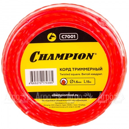 Корд триммерный Champion Twisted Square 1.6мм, 15м (витой квадрат) в Архангельске