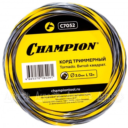 Корд триммерный Champion Tornado 3.0мм, 12м (витой квадрат)  в Архангельске
