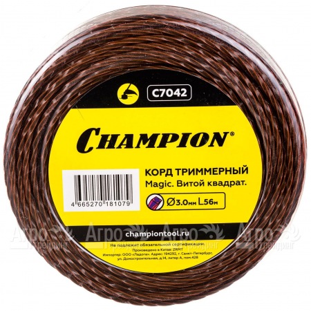 Корд триммерный Champion Magic 3.0мм, 56м (витой квадрат)+нож  в Архангельске