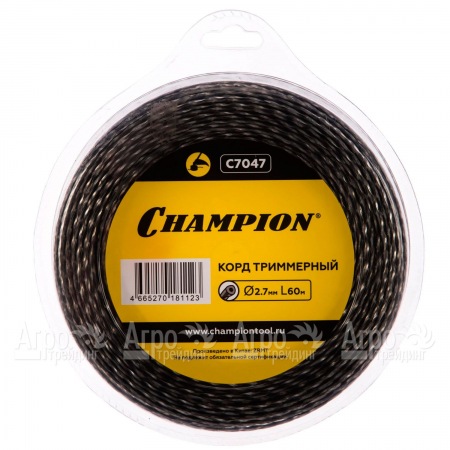 Корд триммерный Champion Tri-twist 2.7мм, 60м (витой треугольник)+нож  в Архангельске